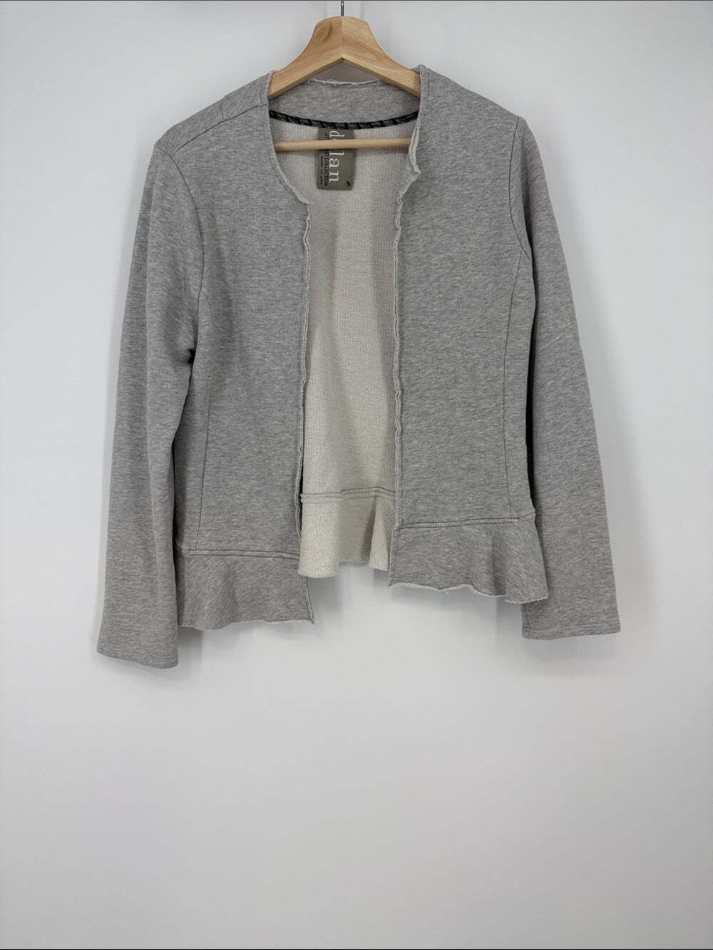 Anthropologie Dolan Heather Gray Open-Front Ruffle Jacket